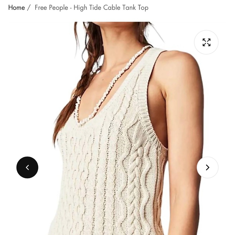 Free People High Tide Cable Knit Tank-XS-NWOT-cream